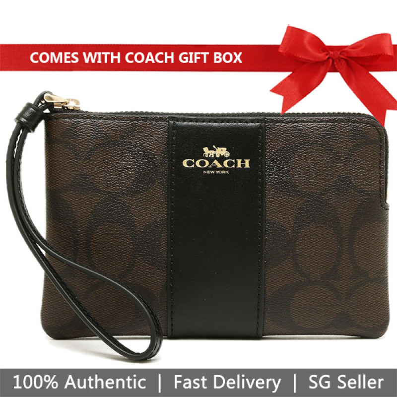 Coach Small Wristlet In Gift Box 100% Authentic Many Designs And Colours F58032 F34316