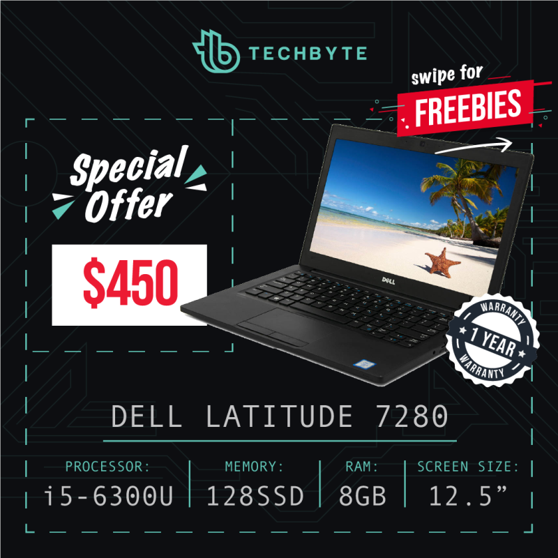 Dell Latitude 7280 -12.5 - Core i5 6300U - 8GB RAM - 128GB SSD