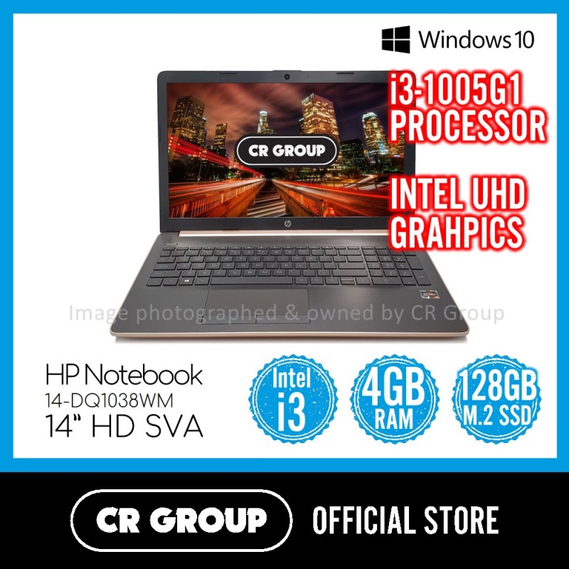 HP Notebook 14-DQ1038WM 14 Inch | Intel® Core™ i3-1005G1 | 4 GB DDR4 RAM | 128 M.2 SSD | Intel® UHD Graphics