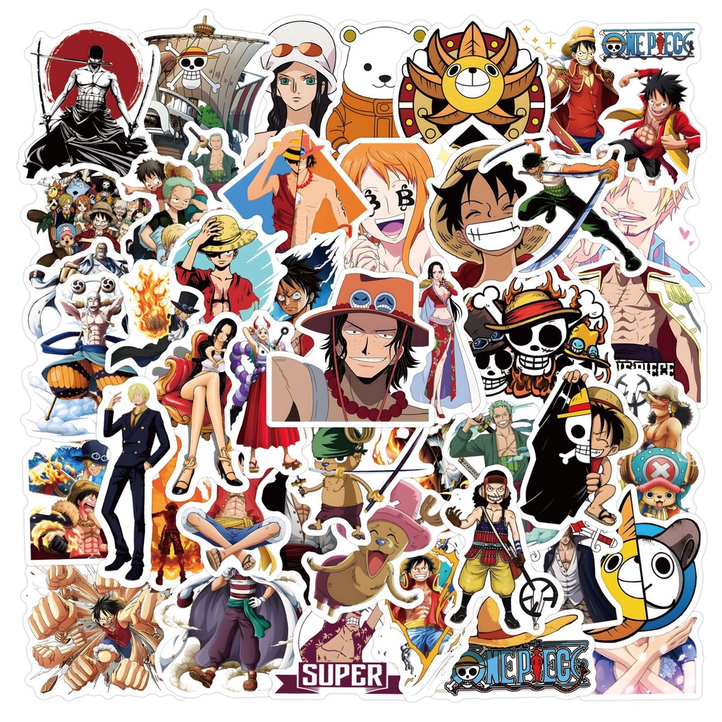 50PCS Anime New ONE PIECE Monkey D. Luffy Roronoa ZoroSanji Waterproof Stickers for Helmet Bicycle Hand Account Pencil Case Decals LanLanStickersWorld