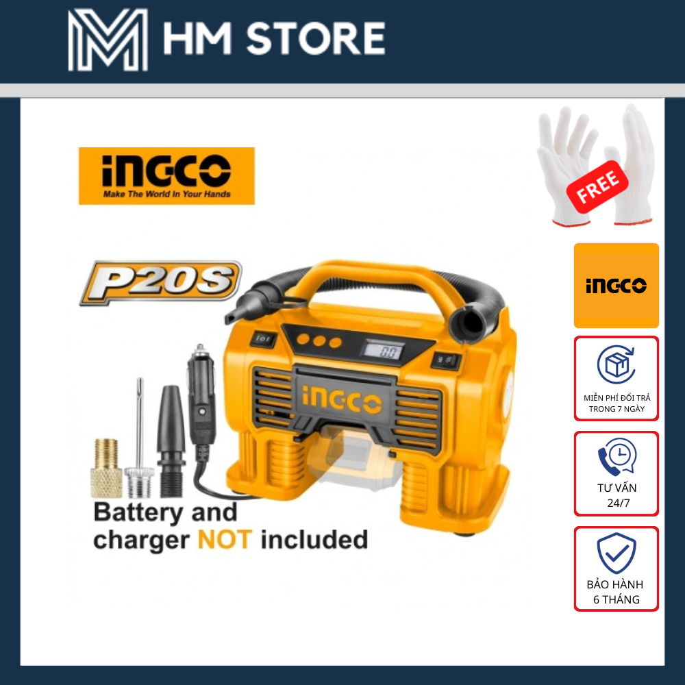 MÁY BƠM HƠI LỐP XE DÙNG PIN 20V INGCO - HÀNG CHÍNH HÃNG - CACLI2002 - HM LOCK