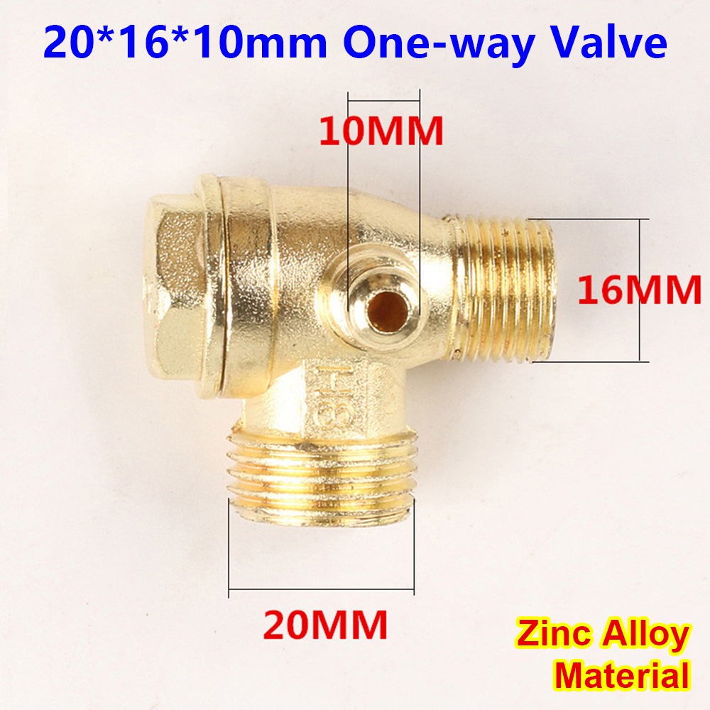 LETIGO 1Pcs Đồng thau hợp  kẽm Van kiểm tra máy nén khí 3 cổng 20x16x10mm Đầu nối van Bền bỉ Chủ đề nam Đầu nối máy nén khí cho máy nén khí - 2