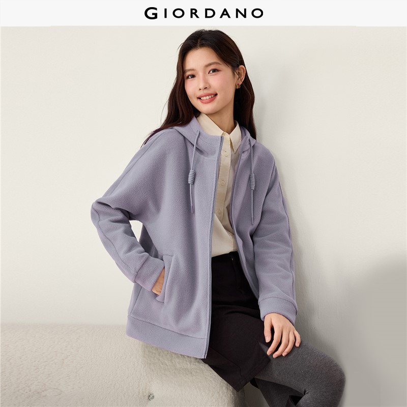 GIORDANO Women Jackets Polar Fleece Soft Warm Jackets Zip Front Dolman Sleeve Fashioinable Casual Relaxed Jackets 13376954