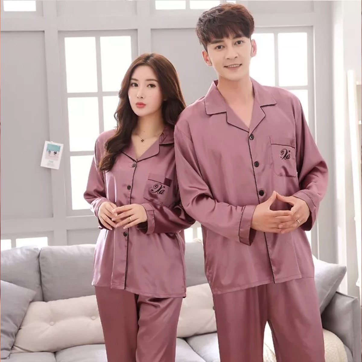 Couple Nightwear Satin Fabric 2-Piece Nighty Suit Set – Unisex, Comfortable & Luxurious