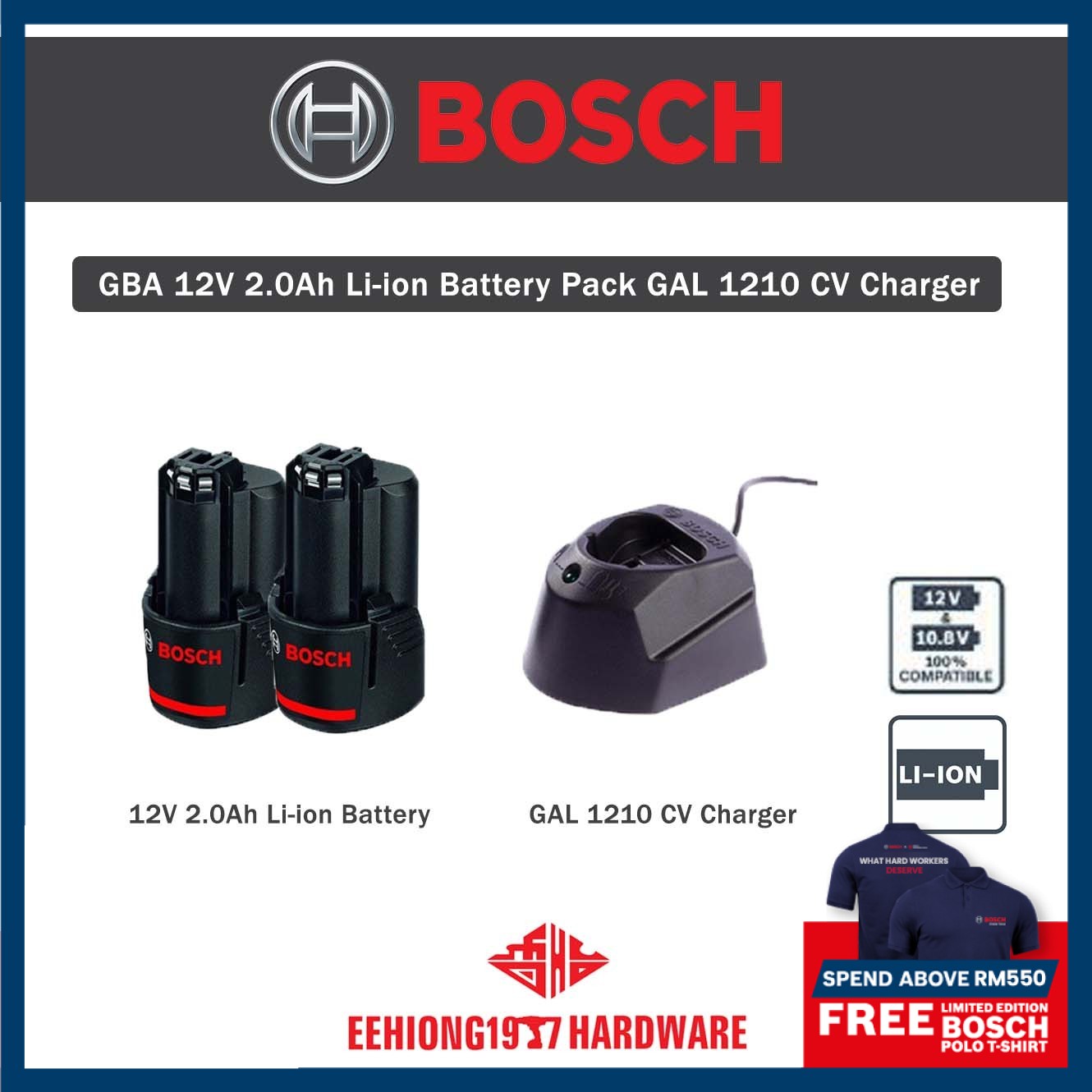 1x Bosch GBA 12V / 1600A00X7H batterie + chargeur (12 V, 6 Ah