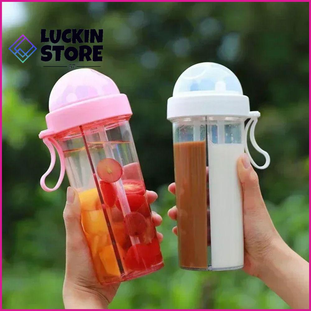 TREND 57SHOP Ống hút kép riêng biệt Cốc uống nước đôi Chống rò rỉ Nhựa Chai nhựa trong suốt  Chai Nước Uống
