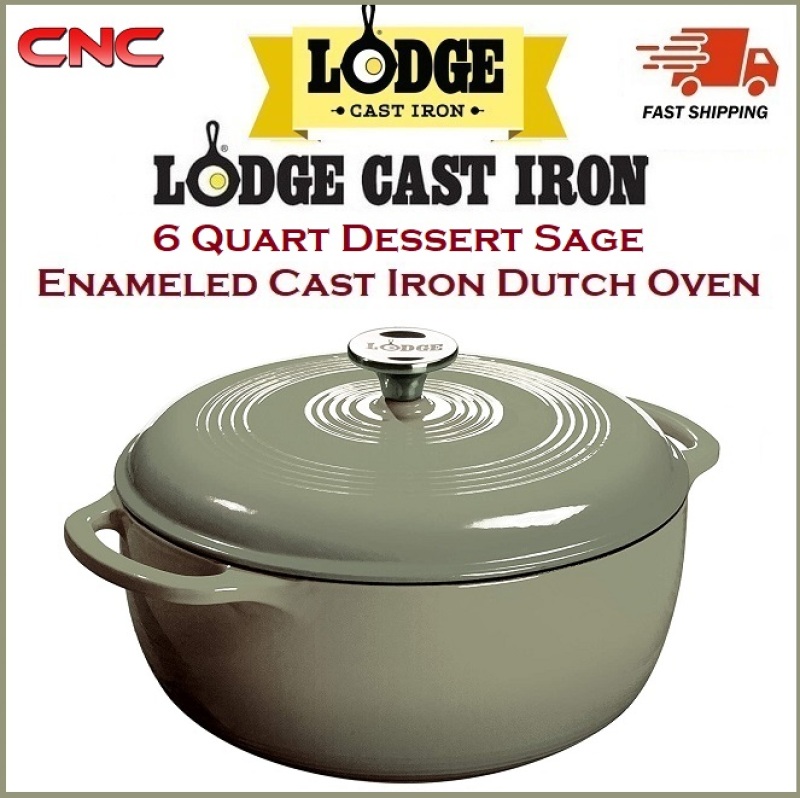 Lodge Enameled Cast Iron Dutch Oven 6 Quart / 5.7 Liters Dessert Sage