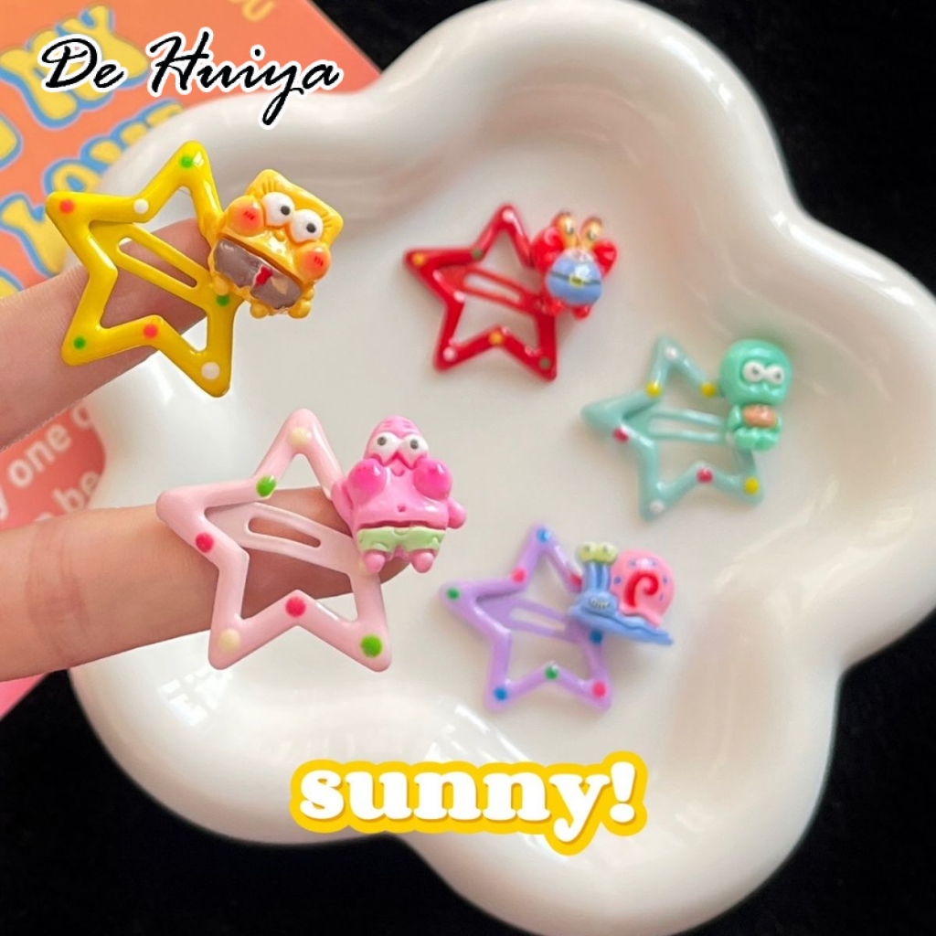 DEHUIYA Star hairpins/spongebob squarepants/ หัวใจการ์ตูนน่ารักและสนุกสนาน ราคา 12 บาท*ส่งฟรี
