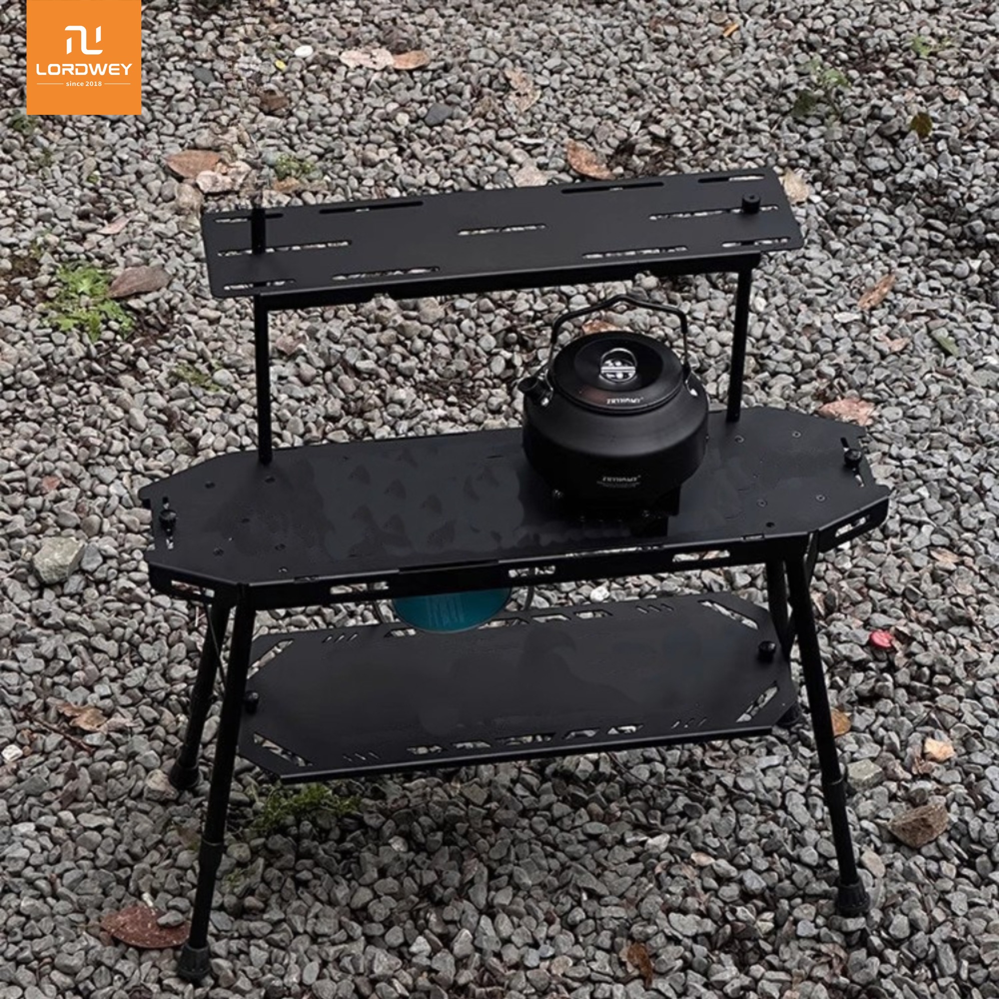 LORDWEY | Outdoor Aluminum Alloy Folding Camping IGT Table Multi-functional Portable Storage Rack Skateboard Table Blackened Style IGT Tactical Table ราคา 1,039 บาท*ส่งฟรี