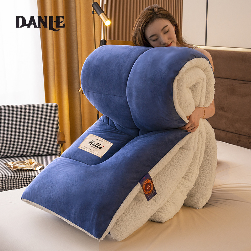 Lamb Wool Quilt Wholesale Thickened Warm Student Quilt Double Sided Pile Winter Quilt Single Double Space Quilt Winter Quilt Core ราคา 896 บาท*ส่งฟรี