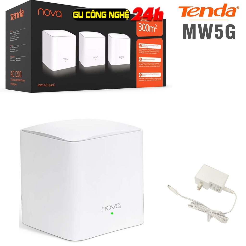 Wifi mesh tenda mw5g cổng wan lan 1gb - bộ 1 cái 2 cái 3 cái phủ sóng lên đến 300m2 wifi mesh không dây chuẩn ac1200, lan gigabit
