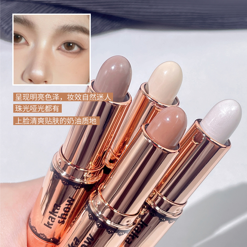 Kakashow 2 màu tạo điểm nhấn tạo khối dính tự nhiên không thấm nước đường viền nền tảng hai đầu đường viền Bút che khuyết điểm hai công dụng Phấn mũi mặt phấn mắt dạng thỏi khuôn mặt tạo nên