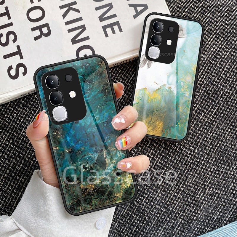 Casing For Vivo Y19s Y29 Y39 VivoY19s Y 19s VivoY29 Y 29 VivoY39 Y 39 4G 5G 2025 Phone Casing Soft TPU Edge Marble Gradient Tempered Glass Anti Scratch Back Cover