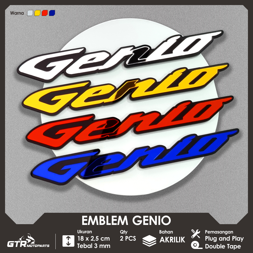 Emblem Genio 2 PCS Timbul 3D Logo Aksesoris Motor Honda Genio Harga 31,200 rupiah*Gratis Ongkir