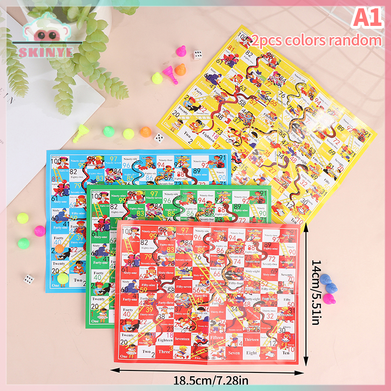 Skinye [Ready Stock] Kawayi Cute Snake Ladder Plastic Flight Chess Set Family Party Board Games Toys for Kids