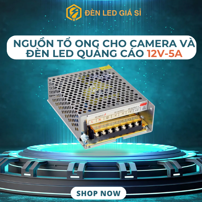 Nguồn Tổ Ong 12V 5A – Cấp Nguồn Ổn Định Cho LED, Camera, Thiết Bị Điện Tử Giá 89,000 Đồng*Miễn phí vận chuyển