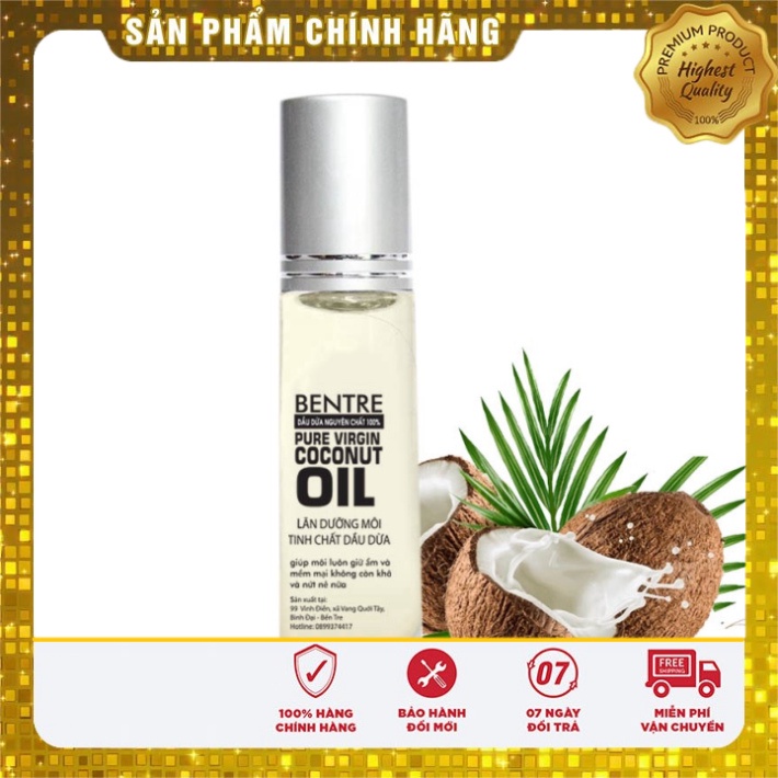 Dưỡng môi dầu dừa nguyên chất dưỡng môi ẩm mịn cải thiện môi khô nứt nẻ 10ml có bi lăn
