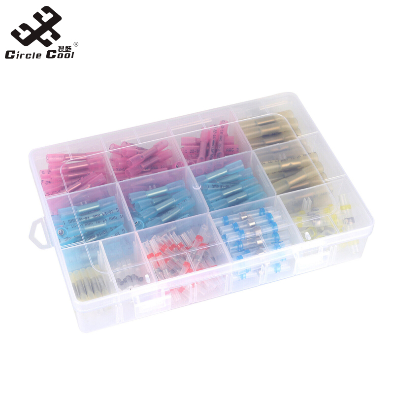 Vòng tròn mới mát mẻ! 210 pcs Đầu nối dây hàn bít Kit không thấm nước cáp điện mông thiết bị đầu cuối cho xe tải Ô tô Hàng Hải thuyền dây doanh