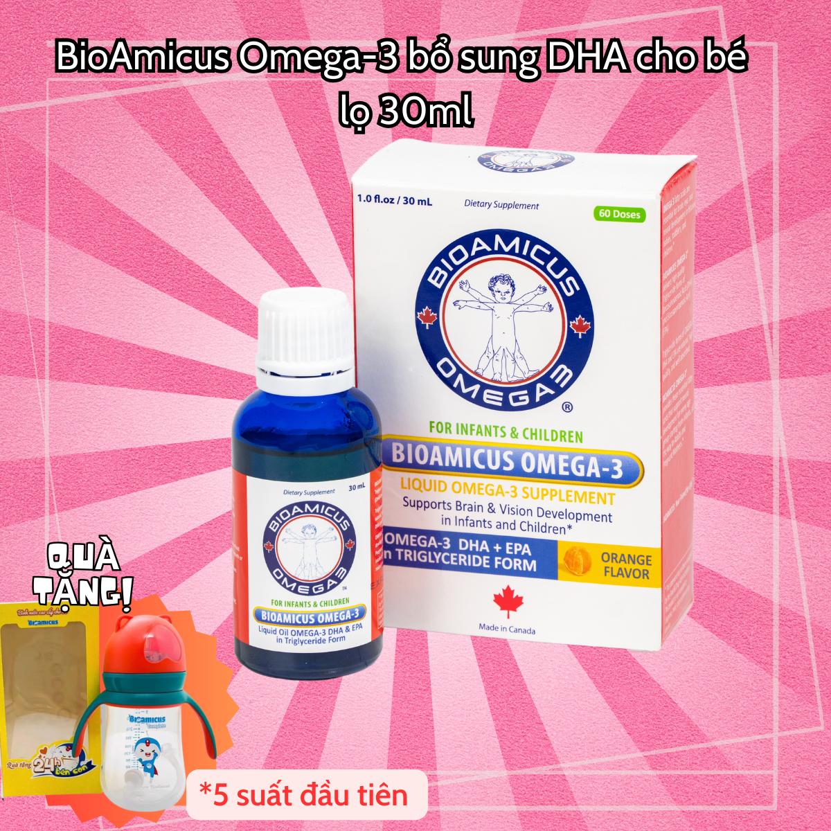 (Quà tặng)BioAmicus Vitamin Omega3 bổ sung DHA cho bé từ 0m+ vị cam dễ uống
