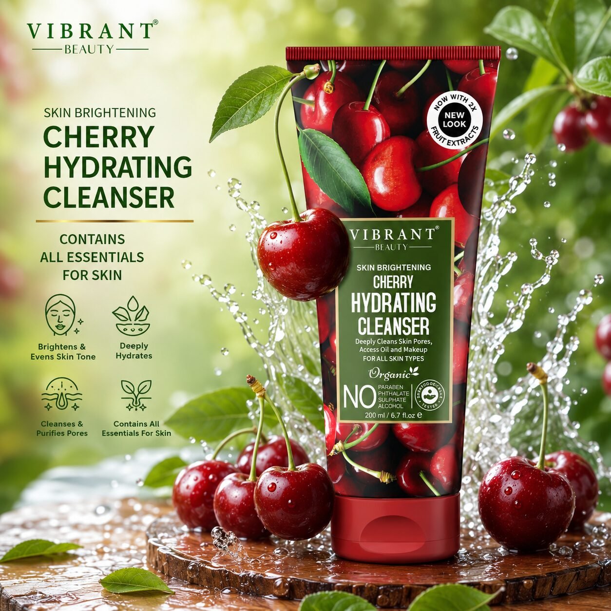 Vibrant Beauty Cherry Hydrating Cleanser | Facial Cleansing Care | 200ml