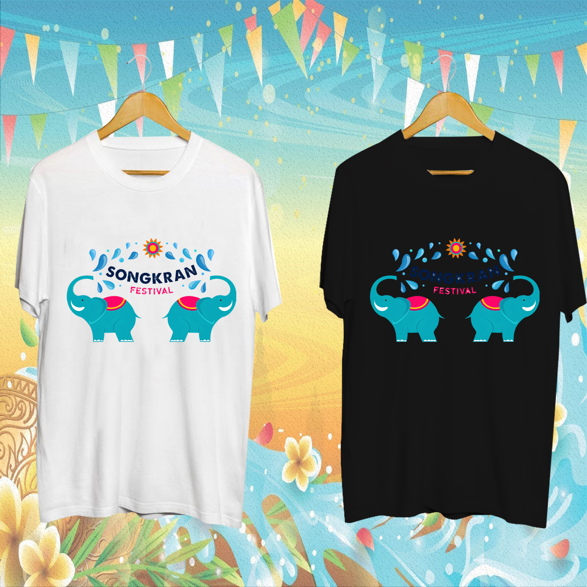 🛍️✨NEW✨🛍️2024 Full Size S-5XL สำหรับชาย | หญิง ชุดสงกรานต์💦Water-Sprinkling Festival!!💦 ราคา  165 บาท*ส่งฟรี