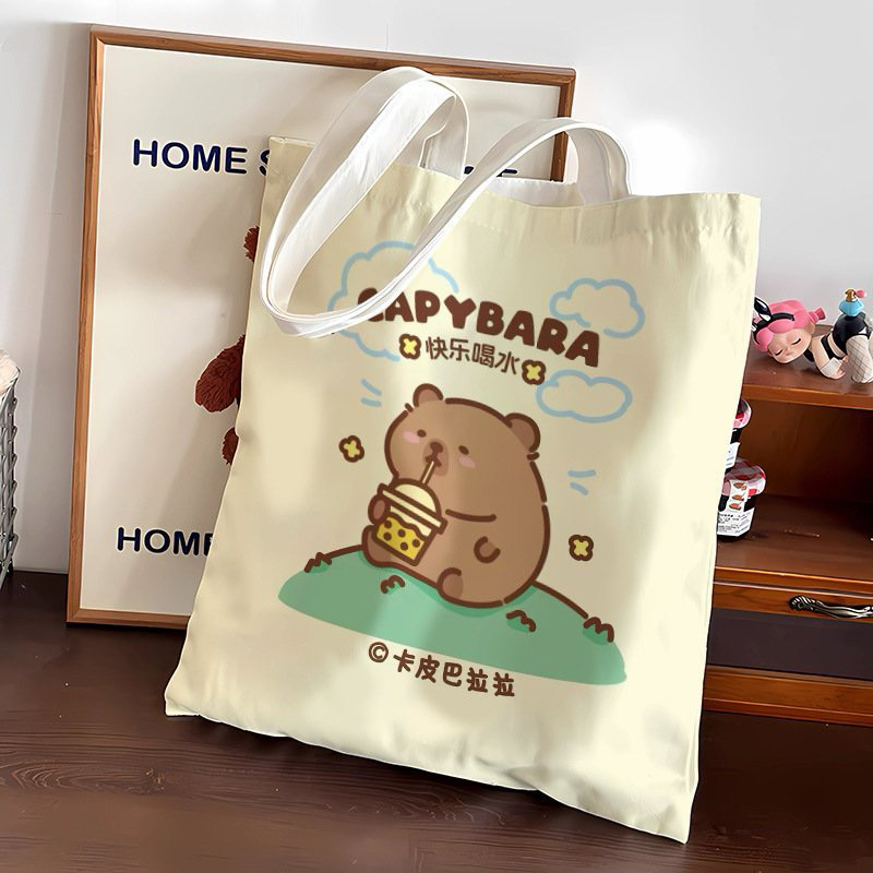 Túi Tote Vải Canvas CAPYBARA Có Khoá Kéo Size 38x38 (cm) Mẫu Ngẫu Nhiên