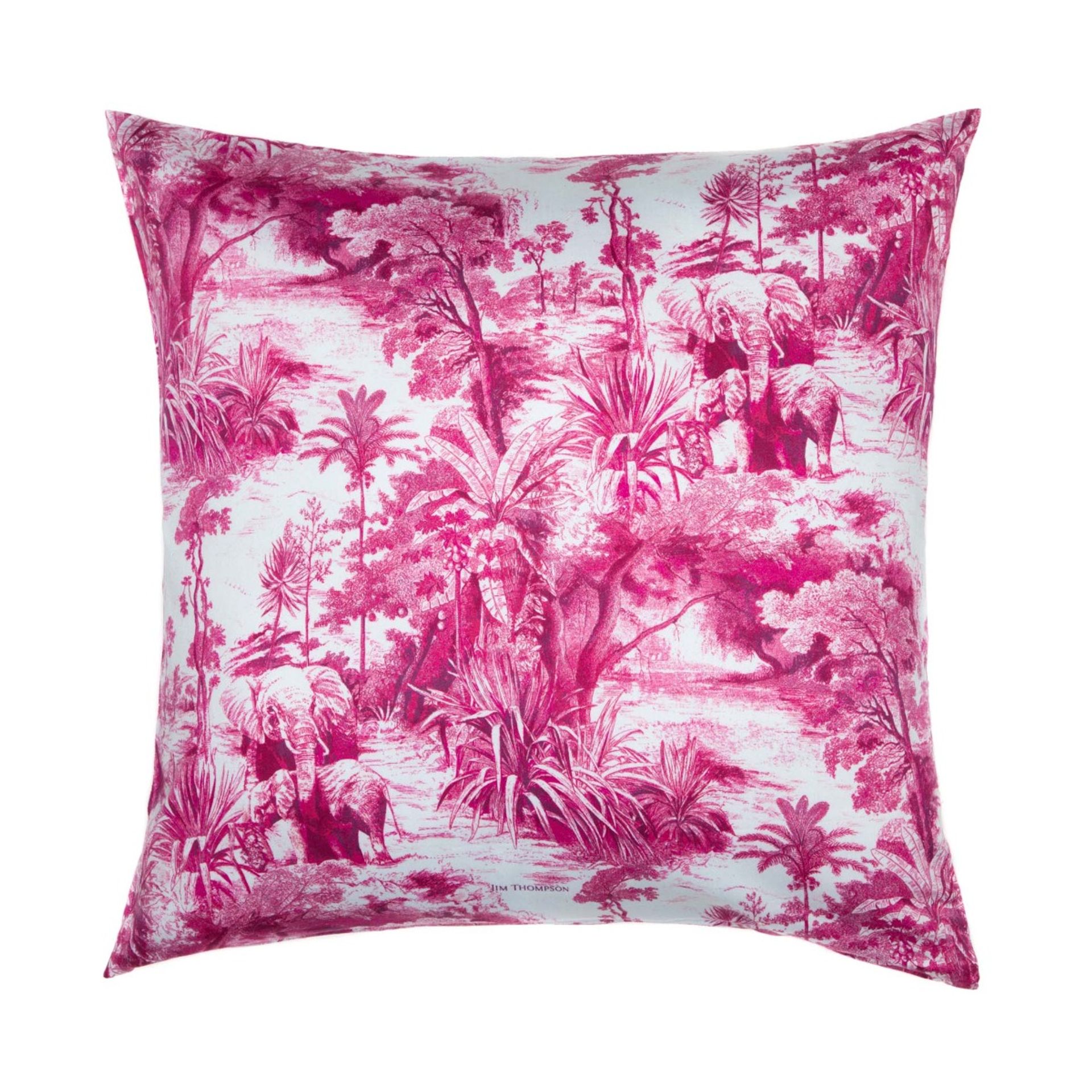 Elephant Toile De Jouy Cotton Cushion Cover 18" - Pink ราคา 1,050 บาท*ส่งฟรี