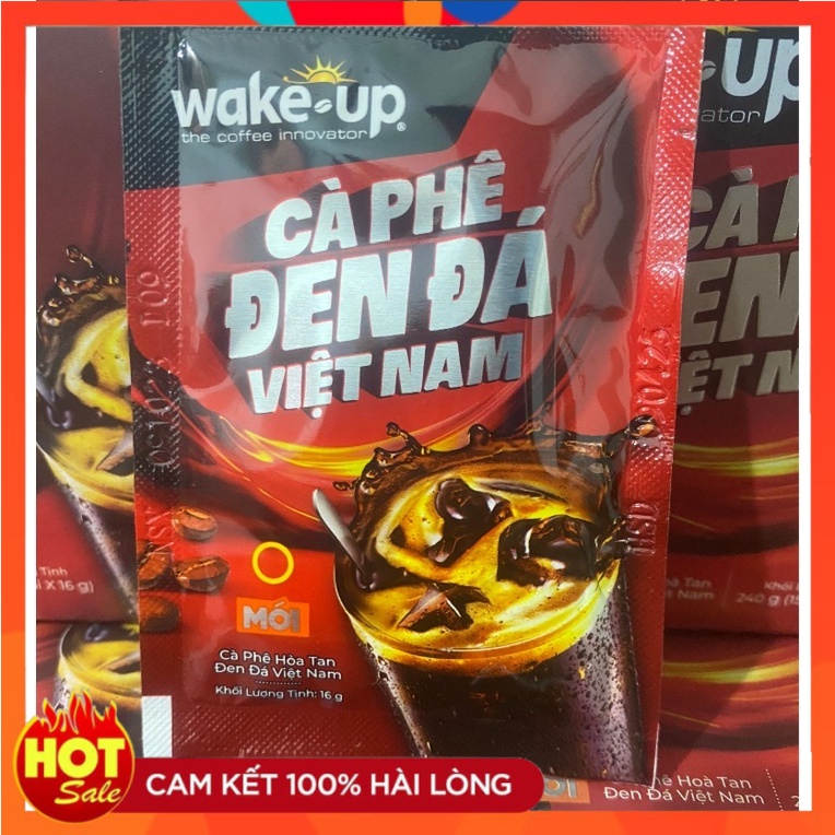 Gói cà phê wake up hòa tan đen đá việt nam
