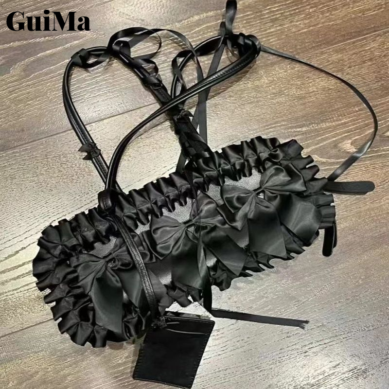 Túi đeo vai xù thanh lịch guima với chi tiết nơ cho thời trang mùa hè của phụ nữ