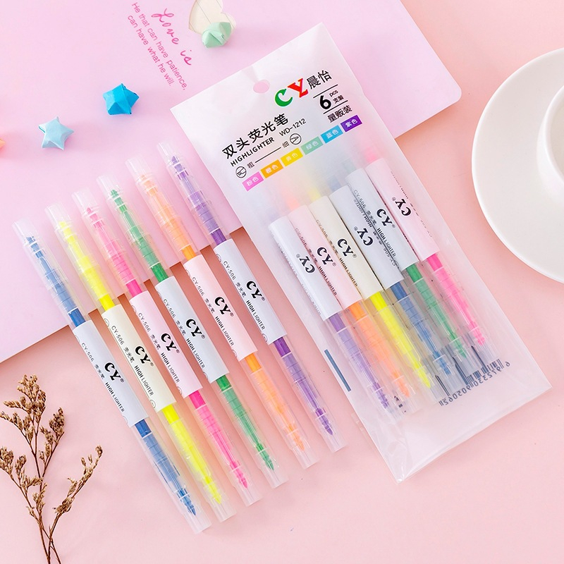 Set 6 bút dạ 2 đầu 12 màu sắc dễ thương