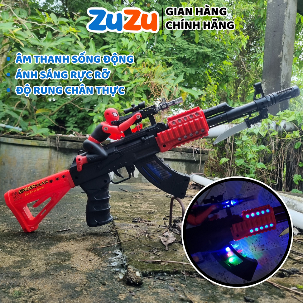 Súng đồ chơi trẻ em có Đèn có Nhạc ZuZu, Súng AK47 Rung lắc cực mạnh đồ chơi trẻ em