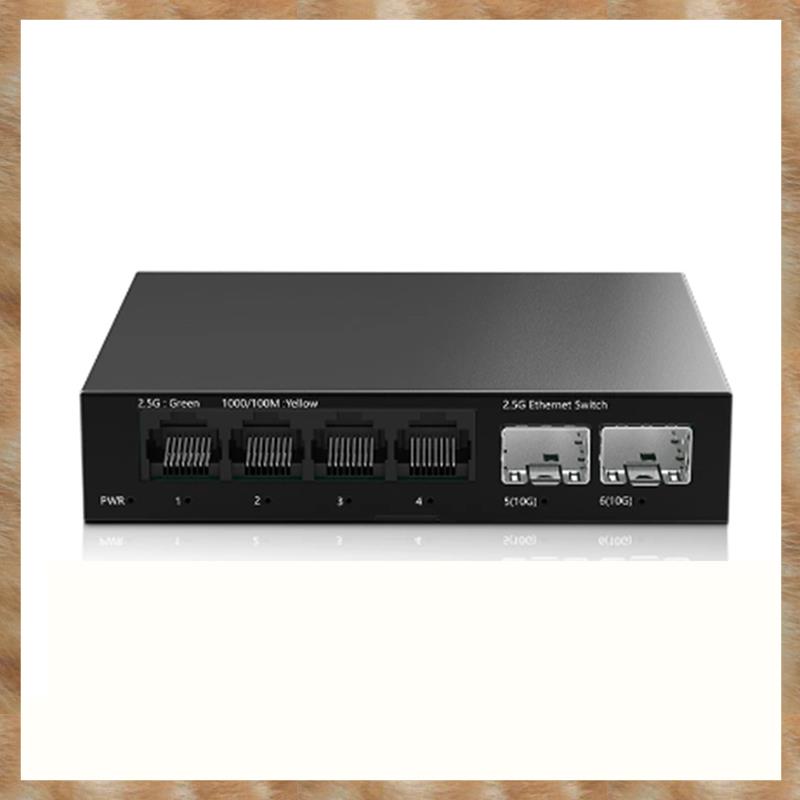(NWAI) 2.5Gb Switch 4 Port 2.5G Unmanaged Network Switch with 2 Port 10GbE SFP+ Slot Home Setup Ethe