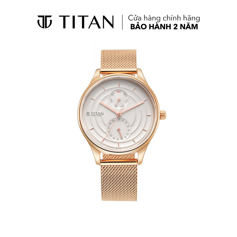 Đồng hồ nữ TITAN Neo Workdays dây thép không gỉ, mặt 35MM, dây màu vàng hồng, 2670WM07