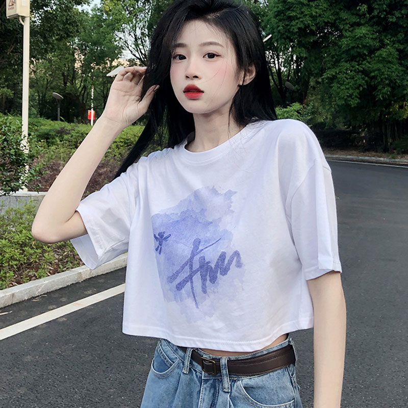 Mbeauty Áo Thun Nữ Áo ngắn tay cotton in dáng rộng áo thun nữ croptop rẻ vô đố áo phông form rộng áo