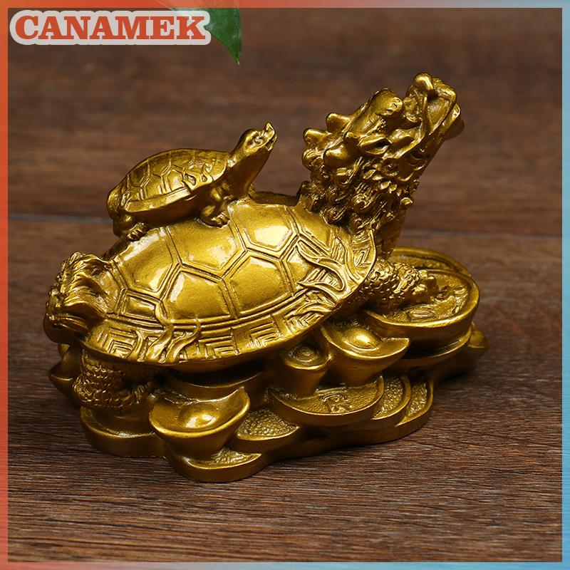 CANAMEK 1Pc Feng Shui Dragon Turtle Tortoise Statue Figurine Coin Money Wealth Luck