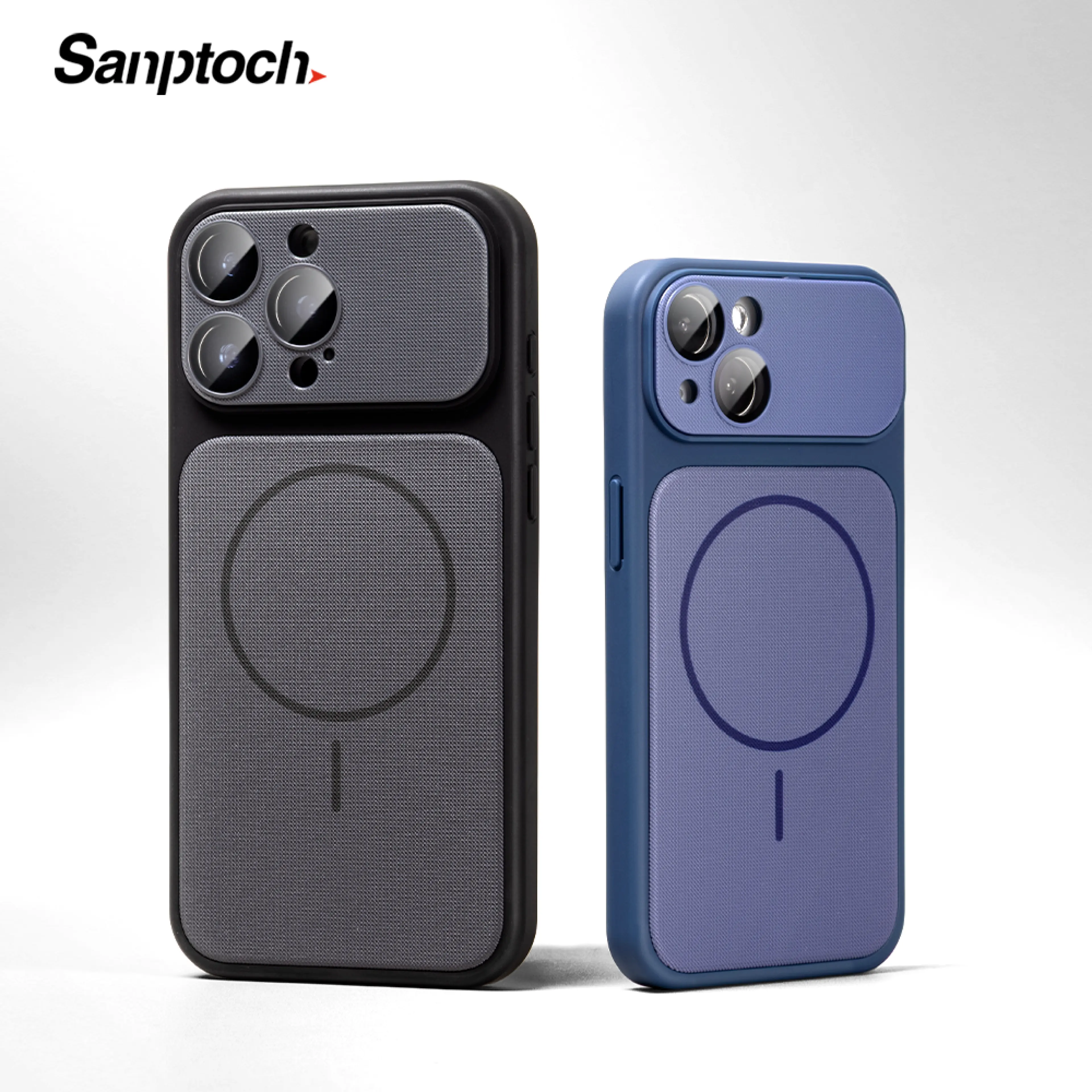Sanptoch For Magsafe Matte Woven Texture Phone Case For iPhone 17 16 15 14 13 Pro Max Premium Shockproof Back Cover For iPhone 16 15 14 Plus Skin-friendly Protection Casing