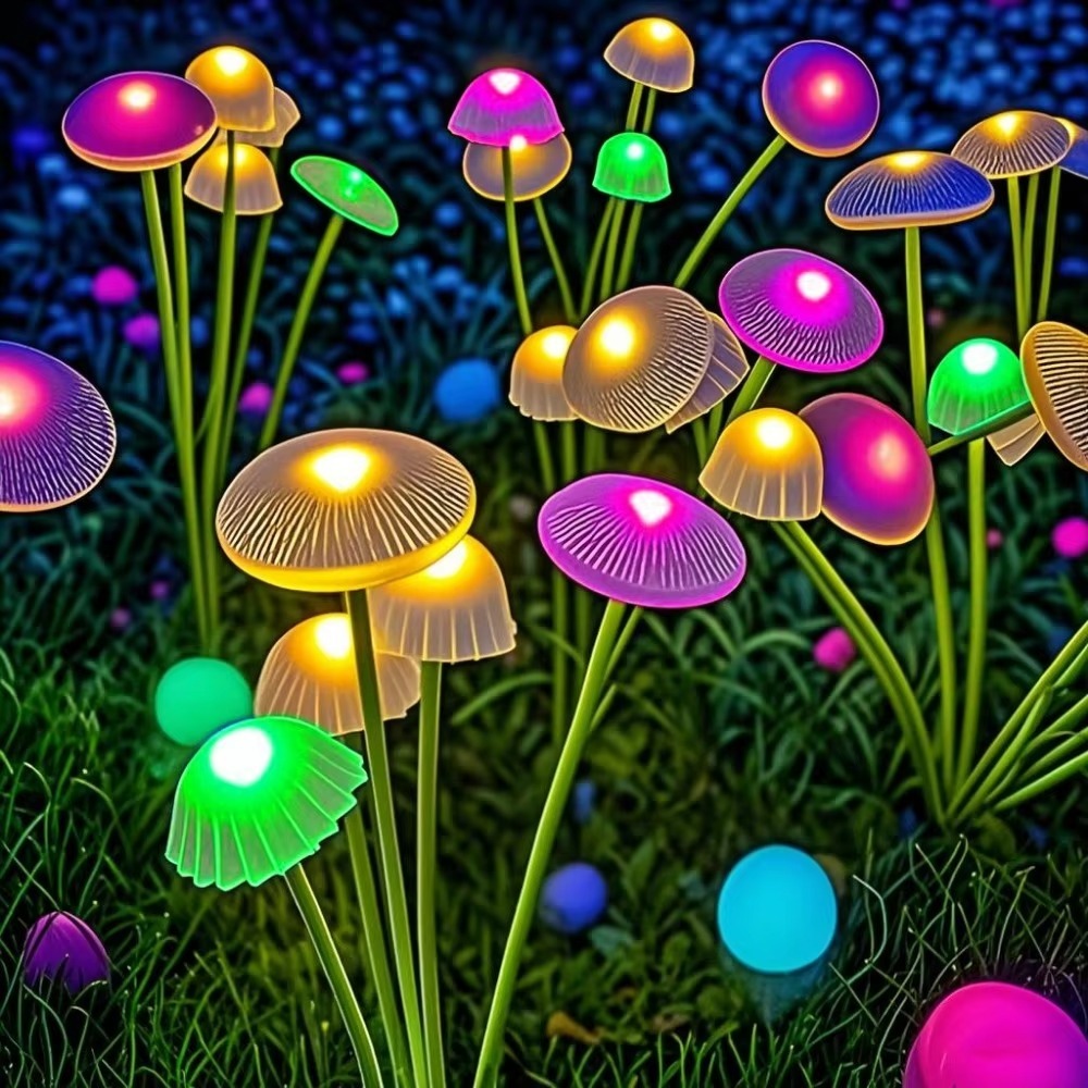 NEXASHOP Dual Mode LED Solar Garden Lights Waterproof Outdoor Solar Mushroom Lights Artificial Flower Floor Lamp Jellyfish Lawn Lamp for Garden Ambiance