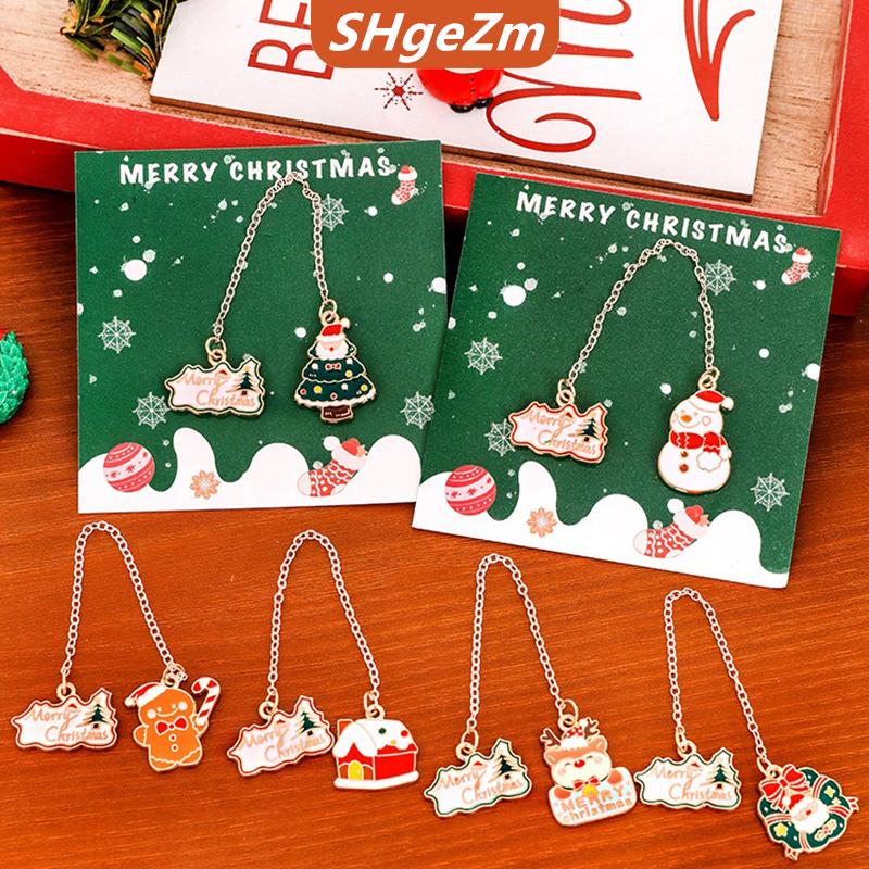 [COD] SHgeZm Giáng Sinh Cây Vòng Hoa Elk Kim Loại Bookmark Giáng Sinh Cuốn Sách Đánh Dấu Mặt Dây Chuyền Sinh Viên Quà Tặng Học Tập Văn Phòng Phẩm Nguồn Cung Cấp Cho Phụ Nữ Người Đàn Ông Kid
