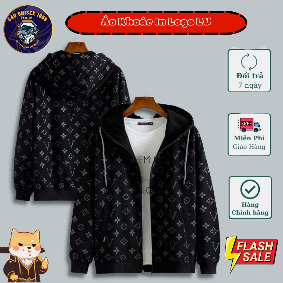 Áo Khoác In Nôỉ Logo L.V  Chất Nỉ Chất Dày Dặn, Phong Cách Trẻ Trung, Hàn Quốc