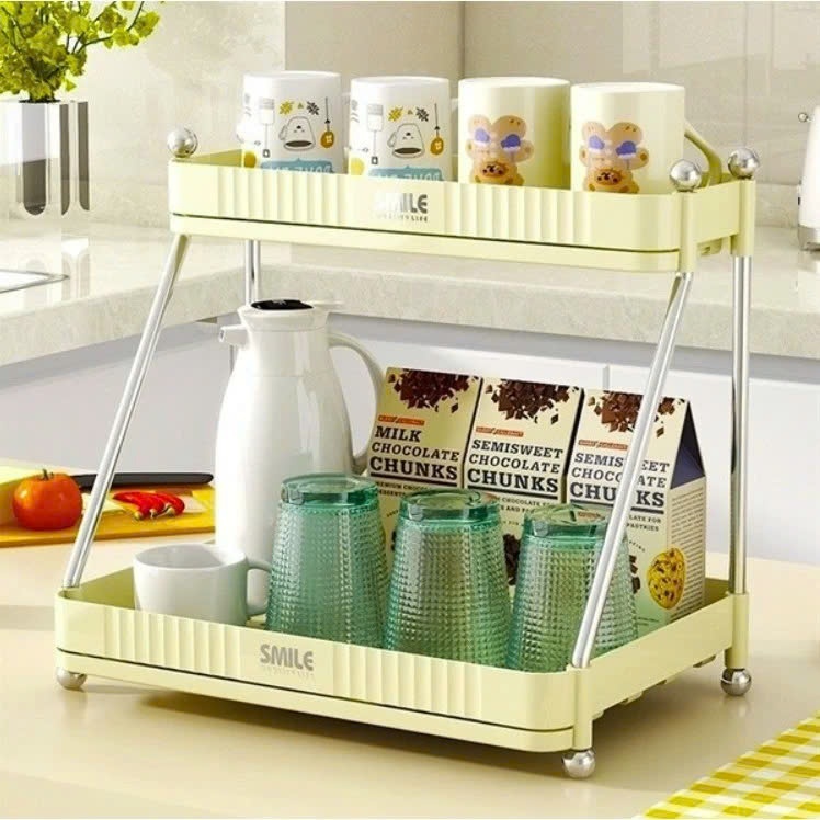 Kệ Úp Ly Chén Đựng Gia Vị 2 Tầng Đa Năng Gía úp Cốc Chén 2 Tầng Khay Úp Ly Decor sang trọng
