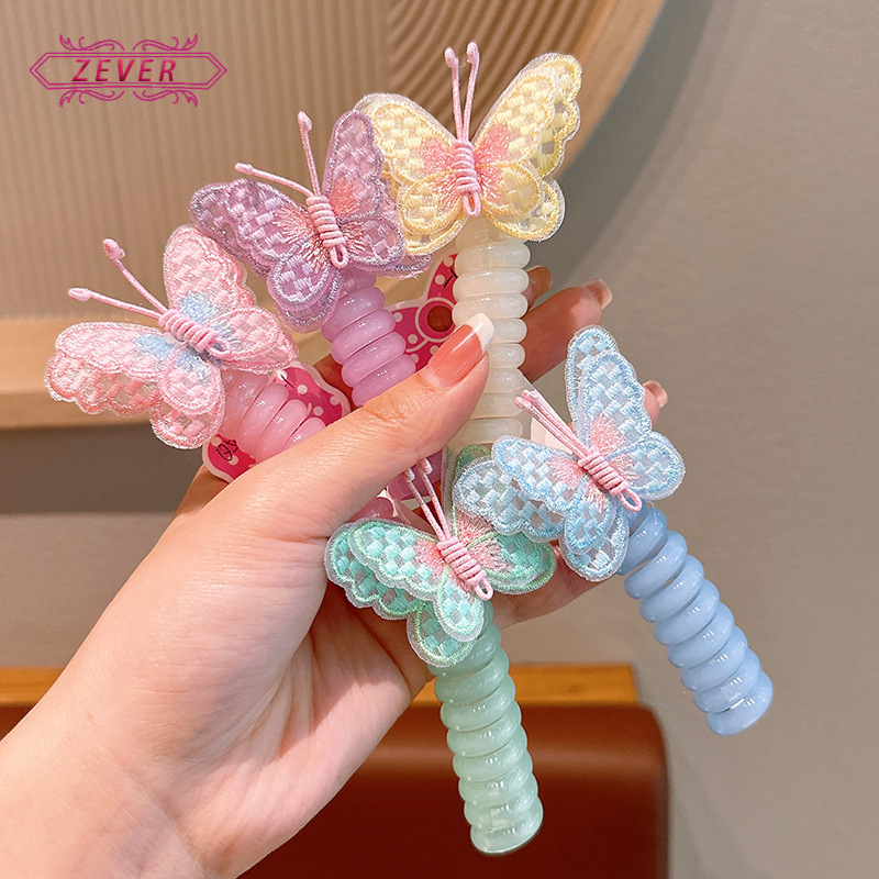 Children's candy-colored butterfly hair tie little girl's double ponytail hair rope does not hurt the hair high elasticity and durable hair rope