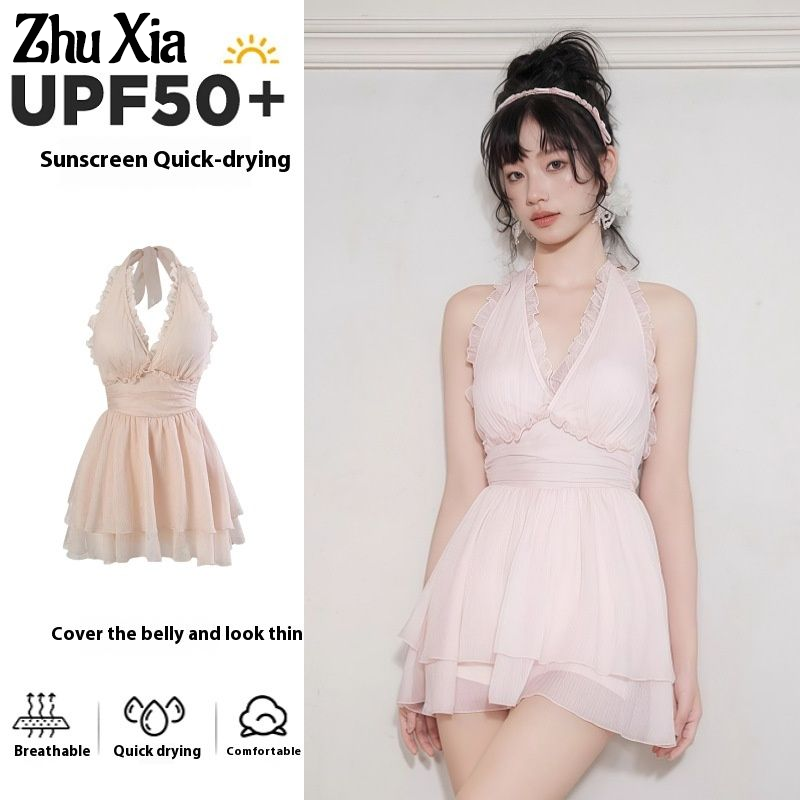 Zhu XIA Áo tắm một mảnh xù lông nữ tính gợi cảm, thoải mái và bền, nhiều kích cỡ khác nhau, màu hồng