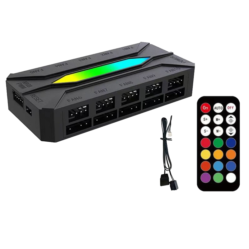 Highly Recommended- <br>Dual Ten-Way ARGB Controller Computer Cooling Chassis Fan PWM Temperature Control Hub 5V 3pin Shenguang Synchronization Giá 251,200 Đồng*Miễn phí vận chuyển