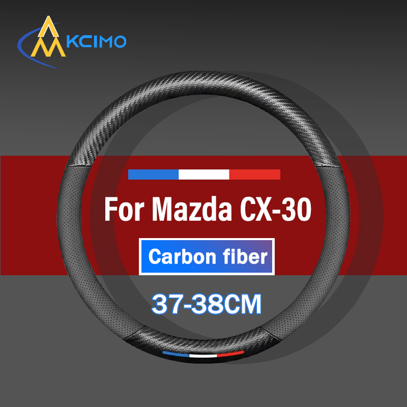 New For Mazda CX-30 3D Carbon Fiber Round Steering Wheel Cover 37-38cm anti-slip Breathable Auto Accessories Interior ราคา 295 บาท*ส่งฟรี