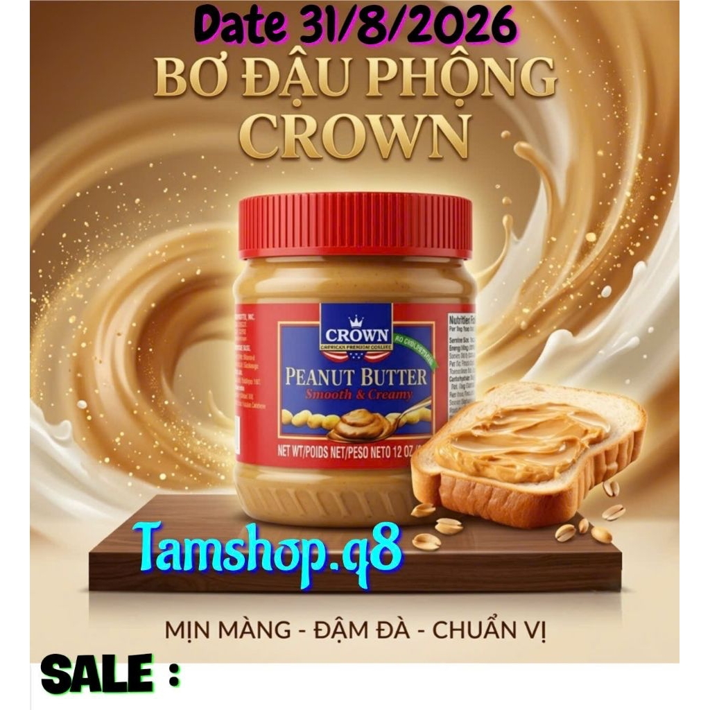 BƠ ĐẬU PHỘNG CROWN SMOOTH & CREAMY (HŨ 𝟯𝟰𝟬𝗚) - NHẬP KHẨU MỸ