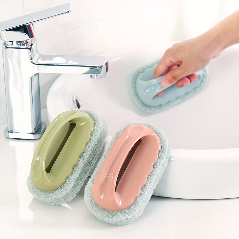 Bàn chải làm sạch gạch men gia đình, bếp kiểu bắc âu có tay cầm, cọ bọt biển, bồn tắm trơn đa chức năng, bàn chải làm sạch bếp