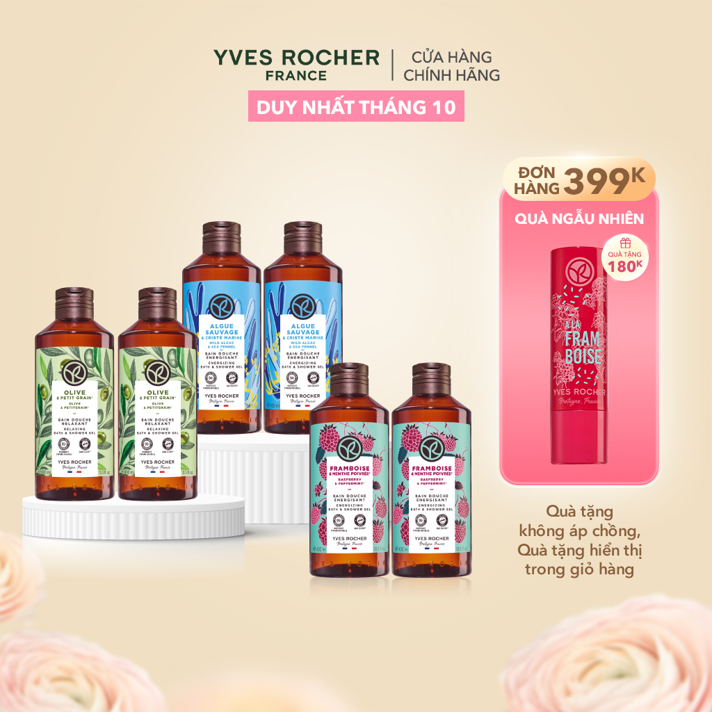 Combo 2 Sữa Tắm Thiên Nhiên Dạng Gel Không Sulfate Yves Rocher cùng mùi hương 400mlx2