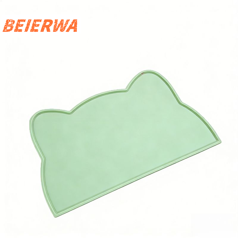 BEIERWA พรมอาหารสัตว์เลี้ยงรูปหูแมว ทำจากซิลิโคนคุณภาพอาหาร กันน้ำ กันลื่น ทำความสะอาดง่าย สำหรับชามอาหารช้า ราคา 121 บาท*ส่งฟรี