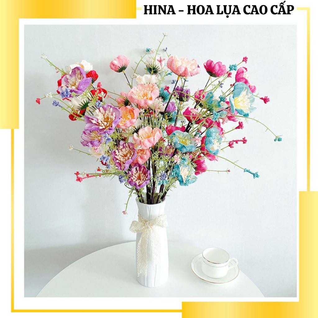 [ Sale 50% Hoa Loại 1 ]Combo Cành Hoa Trà Gạo Cổ Giả Cao Cấp Cắm Trang Trí Decor Nhà Ở, Cửa Hàng, Cửa Tiệm Cực Xinh.