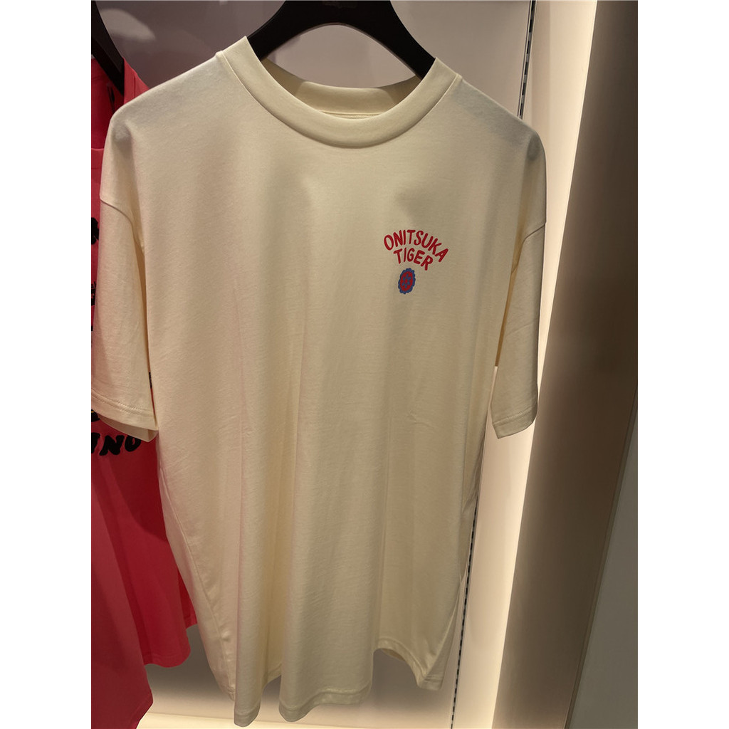 Hàng sẵn có Onitsuka Tiger Onitsuka Tiger Mùa hè Phong cách mới Áo thun Cotton nguyên chất in hình n